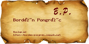 Bordán Pongrác névjegykártya